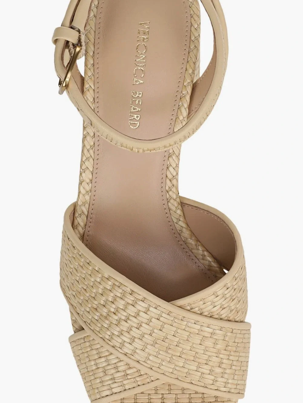 Veronica Beard Beige Woven Platform Danika Ankle-Strap Sandals New w/o Box